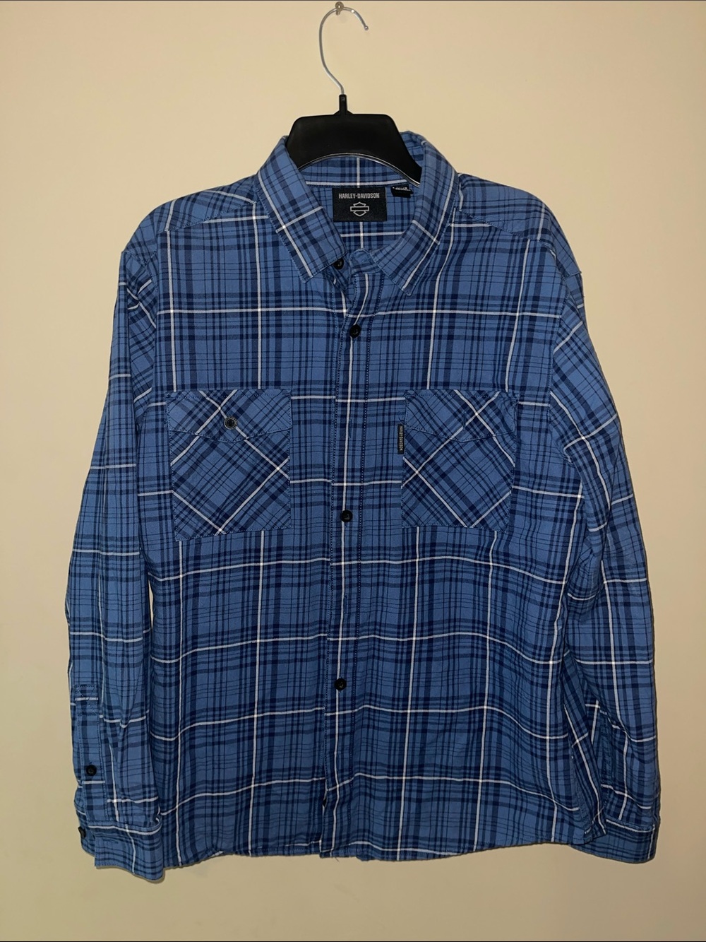 Harley-Davidson Essence Blue Plaid Long-Sleeve Button-Down Shirt